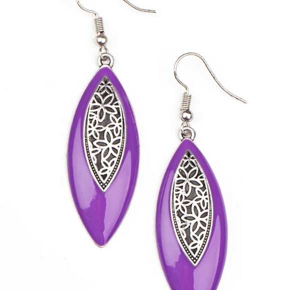 Paparazzi Jewelry Accessories - Venetian Vanity - Purple Earrings - Vintage - Picture 2 of 4